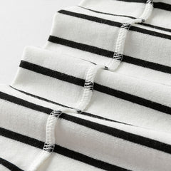 Dave&Bella Kids Boys Summer Black White Striped College-style Short-sleeved Polos