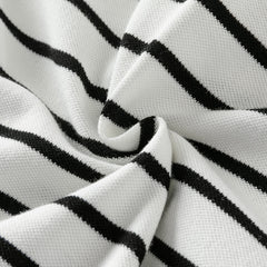 Dave&Bella Kids Boys Summer Black White Striped College-style Short-sleeved Polos