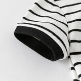 Dave&Bella Kids Boys Summer Black White Striped College-style Short-sleeved Polos