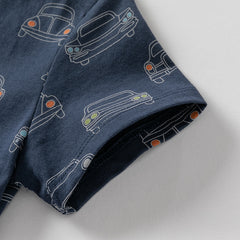 Dave&Bella Toddler Boys Summer Fashion Navy Blue Lightweight Cotton T-shirt Tops