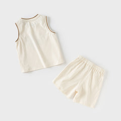 Dave&Bella Boys Summer Cotton Warm Apricot T-shirt Short Pant Set