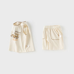 Dave&Bella Boys Summer Cotton Warm Apricot T-shirt Short Pant Set
