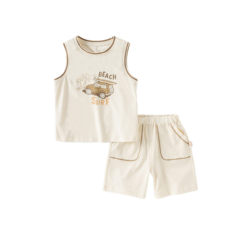 Dave&Bella Boys Summer Cotton Warm Apricot T-shirt Short Pant Set