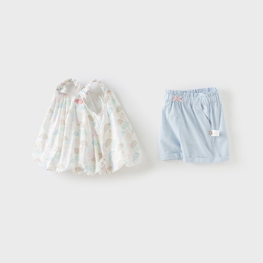 Dave&Bella Girls Summer Leisure Sweet Camisole Top Short Pant  Two Piece Set