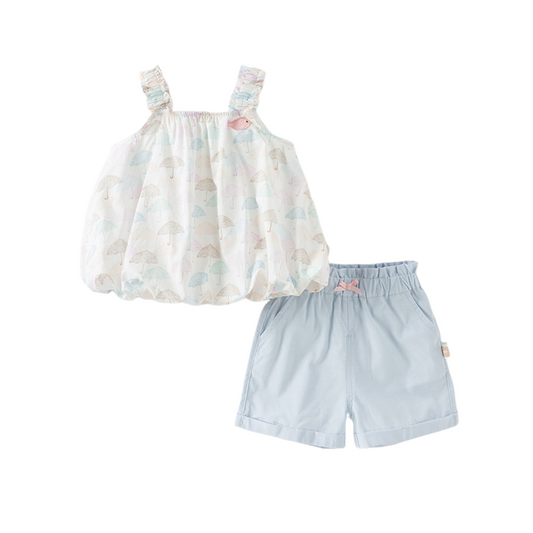 Dave&Bella Girls Summer Leisure Sweet Camisole Top Short Pant  Two Piece Set