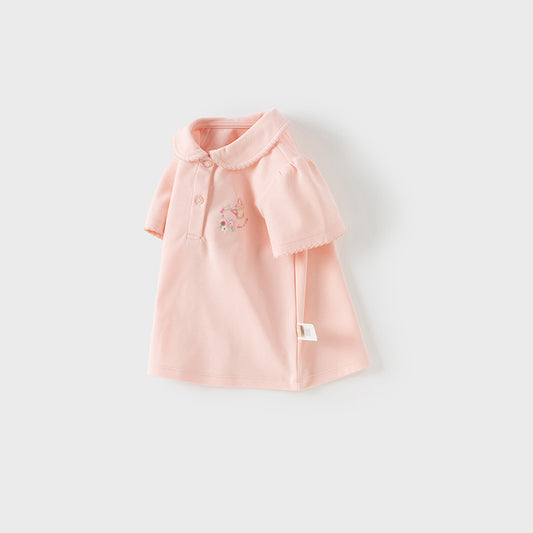 Dave&Bella Girls Summer Charming Pink Polo Antibacterial T-shirt Top