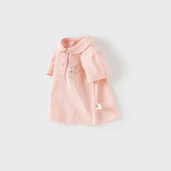 Dave&Bella Girls Summer Charming Pink Polo Antibacterial T-shirt Top