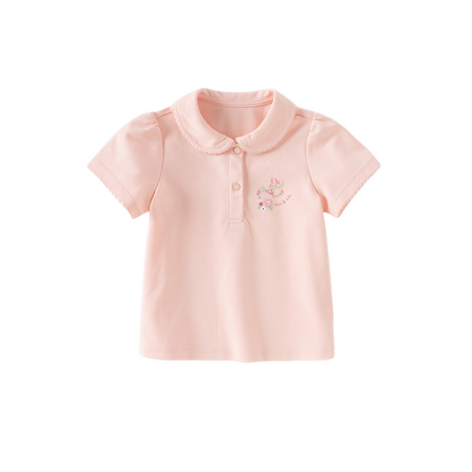 Dave&Bella Girls Summer Charming Pink Polo Antibacterial T-shirt Top
