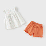 Dave&Bella Toddler Girls Summer Cotton Floral Print T-shirt Short Pant Sets