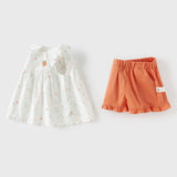 Dave&Bella Toddler Girls Summer Cotton Floral Print T-shirt Short Pant Sets