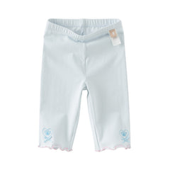 Dave&Bella Toddler Girls Summer Light Blue/White Comfortable Cotton Slim Leggings