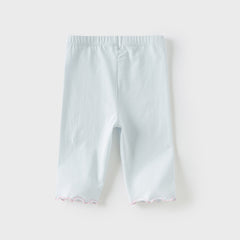 Dave&Bella Toddler Girls Summer Light Blue/White Comfortable Cotton Slim Leggings