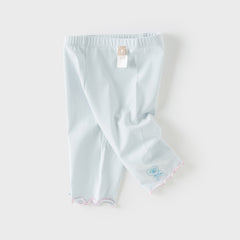 Dave&Bella Toddler Girls Summer Light Blue/White Comfortable Cotton Slim Leggings