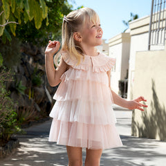 Dave&Bella Summer Girls Gradient Purple Mesh Cake Dress