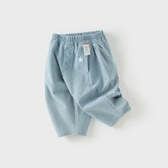 Dave&Bella Toddler Boys Summer Daily Denim Blue Versatile Loose Pants