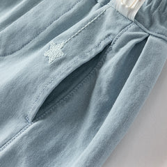 Dave&Bella Toddler Boys Summer Daily Denim Blue Versatile Loose Pants