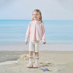 Dave&Bella Toddler Girls Summer White/Pink Slim Breathable Leggings