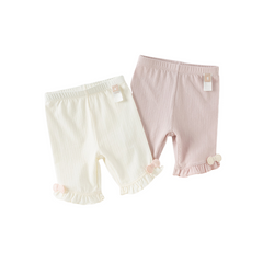 Dave&Bella Toddler Girls Summer White/Pink Slim Breathable Leggings
