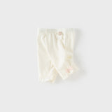 Dave&Bella Toddler Girls Summer White/Pink Slim Breathable Leggings