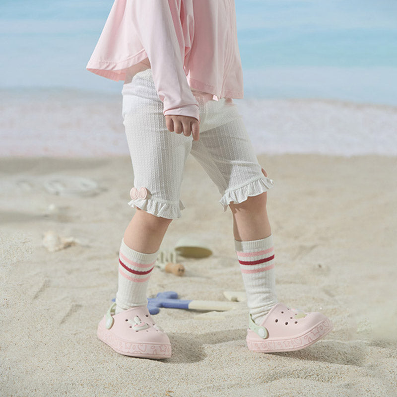 Dave&Bella Toddler Girls Summer White/Pink Slim Breathable Leggings