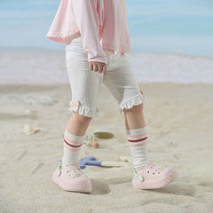 Dave&Bella Toddler Girls Summer White/Pink Slim Breathable Leggings