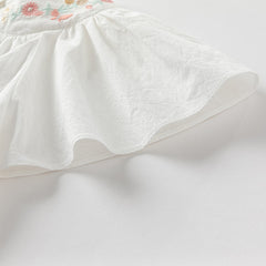 Dave&Bella Girls Summer Pure Cotton White Flutter Sleeve Cute T-shirt Top