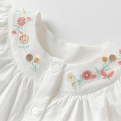 Dave&Bella Girls Summer Pure Cotton White Flutter Sleeve Cute T-shirt Top