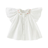 Dave&Bella Toddler Girls Summer Pure Cotton White Flutter Sleeve Cute T-shirts