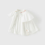 Dave&Bella Toddler Girls Summer Pure Cotton White Flutter Sleeve Cute T-shirts
