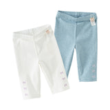 Dave&Bella Toddler Girls Summer Beige/Denim Blue Versatile Comfortable Casual Leggings