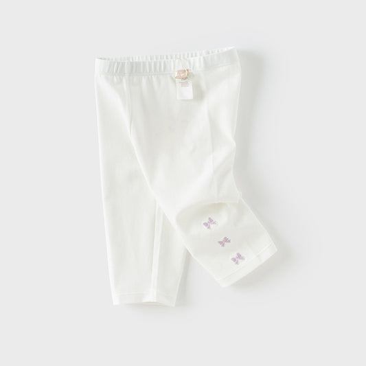 Dave&Bella Toddler Girls Summer Beige/Denim Blue Versatile Comfortable Casual Pants