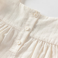 Dave&Bella Girls Summer Cotton Milk Yellow Thin Flower Embroidery Baby T-shirt
