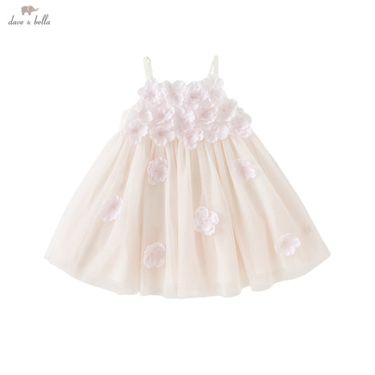 Dave&Bella Girls Summer Pink Mesh Flower Halter Dress