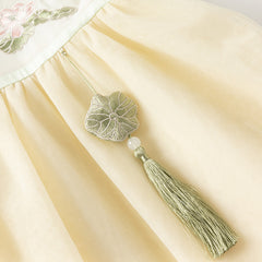 Dave&Bella Kids Girls Summer Classic Lotus Embroidered Chinese-style Mesh Dress