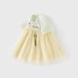 Dave&Bella Kids Girls Summer Classic Lotus Embroidered Chinese-style Mesh Dress