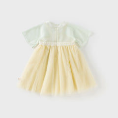 Dave&Bella Kids Girls Summer Classic Lotus Embroidered Chinese-style Mesh Dress