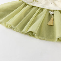 Dave&Bella Toddler Girls Summer Chinese-style Light Yellow Cute Mesh A-line Dress