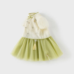 Dave&Bella Toddler Girls Summer Chinese-style Light Yellow Cute Mesh A-line Dress