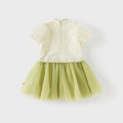 Dave&Bella Toddler Girls Summer Chinese-style Light Yellow Cute Mesh A-line Dress