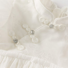 Dave&Bella Toddler Girls Summer Adorable Beige Chinese-style A-line Mesh Dress