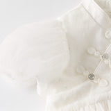 Dave&Bella Toddler Girls Summer Adorable Beige Chinese-style A-line Mesh Dress (Copy)-1