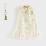 Dave&Bella Toddler Girls Summer Elegant Floral Print Mesh Cheongsam-style Dress (Copy)-1