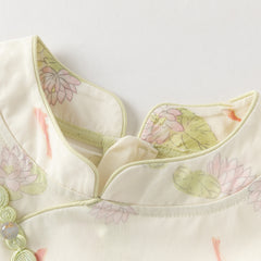 Dave&Bella Toddler Girls Summer Green Floral Print Chinese-style Casual Party Mesh Dress