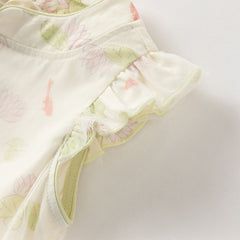 Dave&Bella Toddler Girls Summer Elegant Floral Print Mesh Cheongsam-style Dress