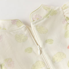 Dave&Bella Toddler Girls Summer Green Floral Print Chinese-style Casual Party Mesh Dress