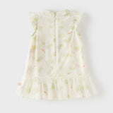 Dave&Bella Toddler Girls Summer Green Floral Print Chinese-style Casual Party Mesh Dress