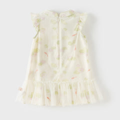 Dave&Bella Toddler Girls Summer Green Floral Print Chinese-style Casual Party Mesh Dress