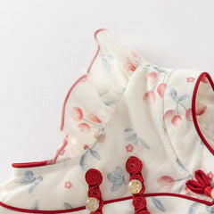 Dave&Bella Girls Summer Floral Ptint Elegance Mesh Cheongsam Style Dress