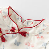 Dave&Bella Toddler Girls Summer Elegant Floral Print Mesh Cheongsam-style Dress (Copy)-1