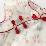 Dave&Bella Toddler Girls Summer Elegant Floral Print Mesh Cheongsam-style Dress (Copy)-1